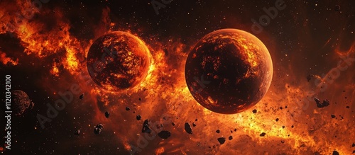 Fiery Planets in Space photo