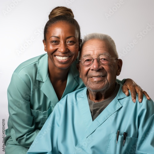 Pareja de médicos, afroamericanos o latinos, orgullosos de su trabajo, dedicación,  esfuerzo y experiencia.