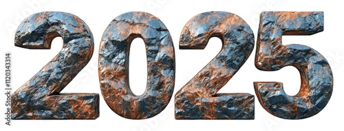 3D 2025 text with gemstone texture