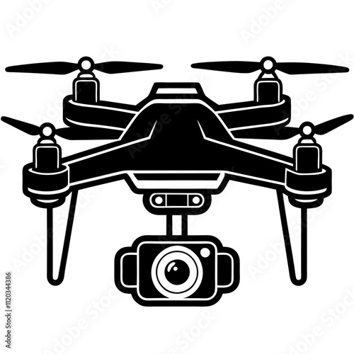 Drone with camera silhouette vector