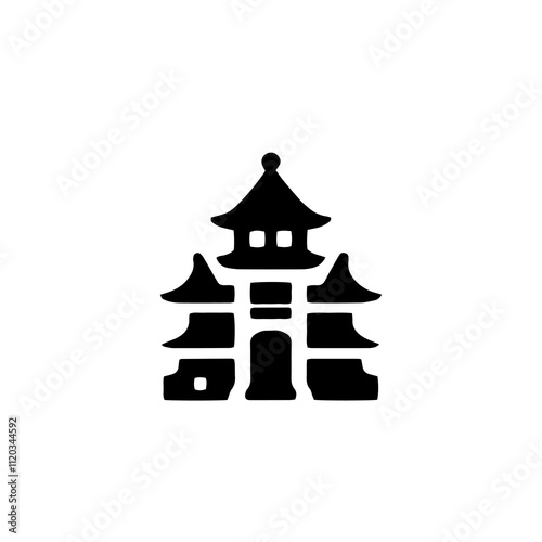 Simple Vector Icon of a japanese temple – Logo Design Illustration