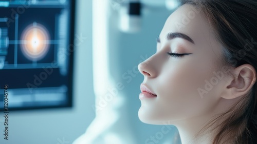 Technician calibration services concept. Technician using advanced optical calibration instruments in a professional setting, focusing on precision and technology.