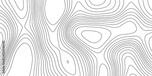 Black and white contours topography stylized height of the lines map geographic mountain relief, black wave lines paper curved reliefs abstract background with seamless geometric pattern.