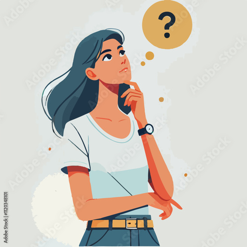 a girl is thinking vector