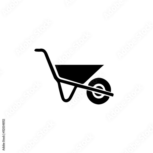 Simple Vector Icon of a wheelbarrow – Logo Design Illustration