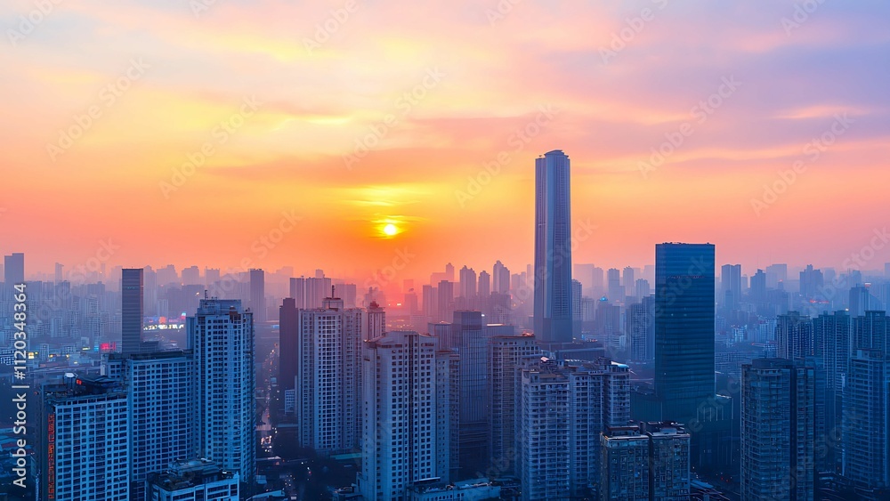 Obraz premium Cityscape Sunset Symphony