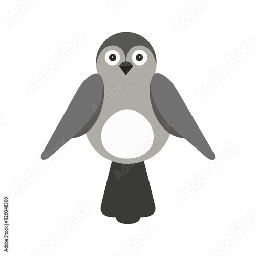 Flat Vector Illustration of Cuckoo Bird with Gray Body and Clean Lines