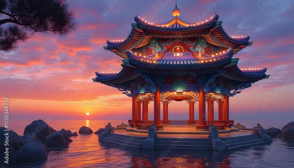 Serene Sunset at Asian Pavilion Serene Sunset at Asian Pavilion