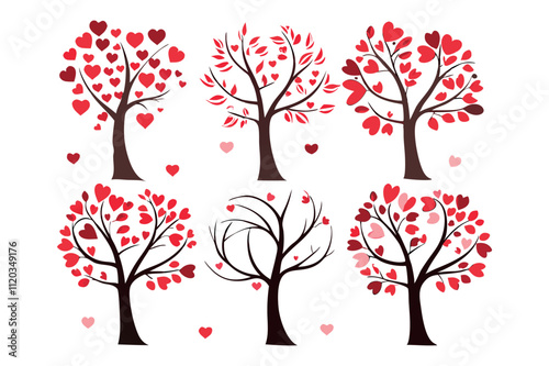 love-themed tree designs with heart leaves