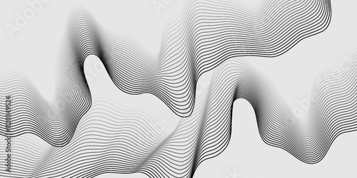 Abstract vector background with black wavy lines. vector