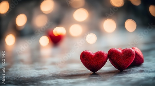 Sparkling Red Hearts Romantic Valentine Background