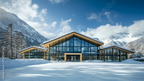 Modern Glass Alpine Chalet with Ski Slope Views, Contemporary Chamonix Estate with Stone Features