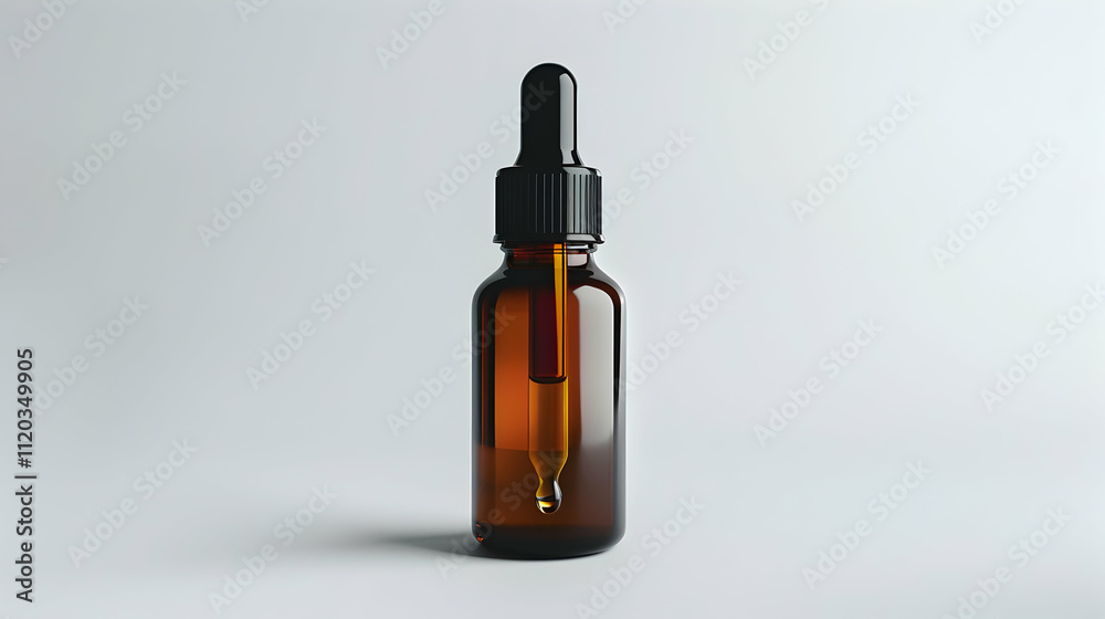 Studio shot of serum in bottle with dropper isolated on white Studio shot of serum in bottle with dropper isolated on white