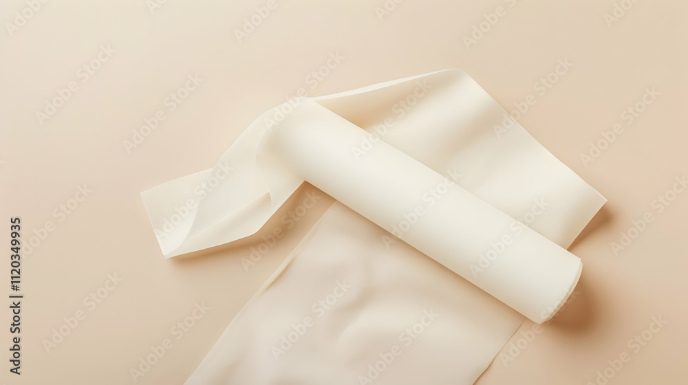 roll of paper napkin on beige background roll of paper napkin on beige background