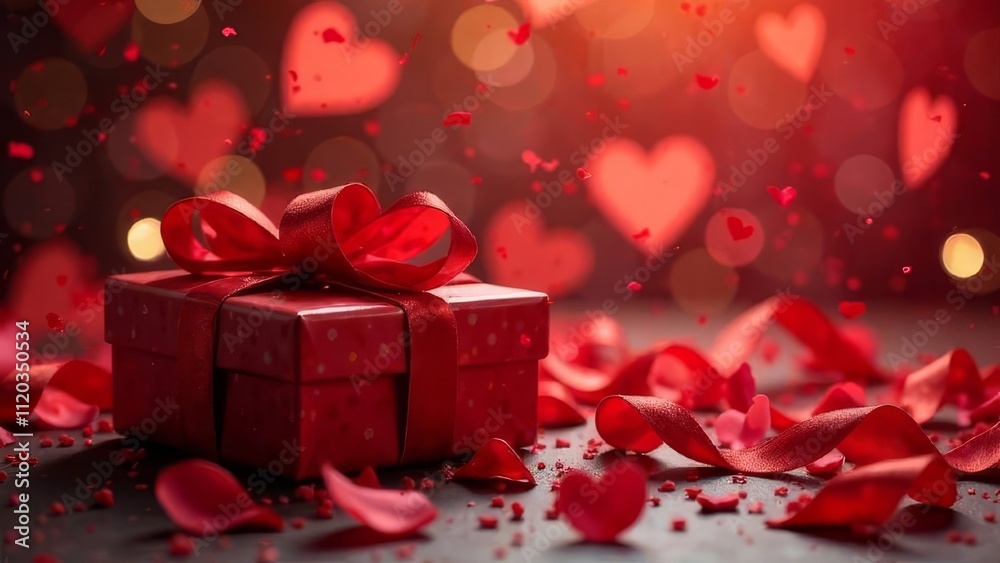 A collage of gift boxes, hearts, ribbons, and petals, creating a festive and romantic atmosphere, gift, surprise for your beloved, card, poster, wallpaper,valentine's day, love A collage of gift boxes, hearts, ribbons, and petals, creating a festive and romantic atmosphere, gift, surprise for your beloved, card, poster, wallpaper,valentine's day, love