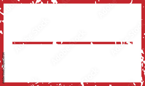 Red grunge rectangular rubber stamp frame featuring a horizontal line that divides the empty space, creating a distinctive vintage design element perfect for various graphic projects