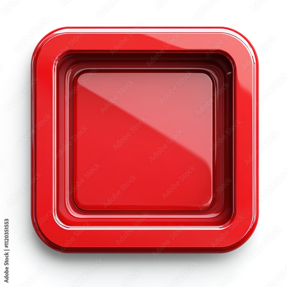 Modern red square button digital design graphic element minimalist environment top view visual appeal for online use Modern red square button digital design graphic element minimalist environment top view visual appeal for online use
