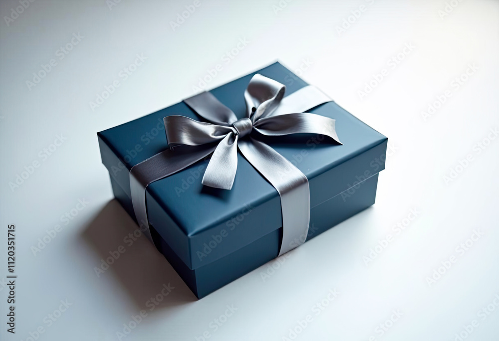 Luxury Gift Navy Blue Gift Box with Silver Ribbon Bow on White Background Surprise Present Birthday Anniversary Wedding Christmas Holiday Celebration Giving Festive Special Occasion Corporate Gift Luxury Gift Navy Blue Gift Box with Silver Ribbon Bow on White Background Surprise Present Birthday Anniversary Wedding Christmas Holiday Celebration Giving Festive Special Occasion Corporate Gift