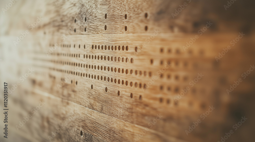 Fototapeta premium Wooden Panel with Engraved Braille and Backlighting