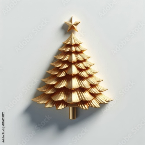 golden christmas tree on white