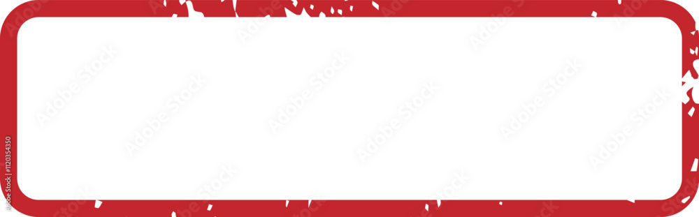 Obraz premium Empty rectangular red grunge stamp border on a clean white background, offering ample copy space for a custom message or unique design, evokes a vintage and distressed feel