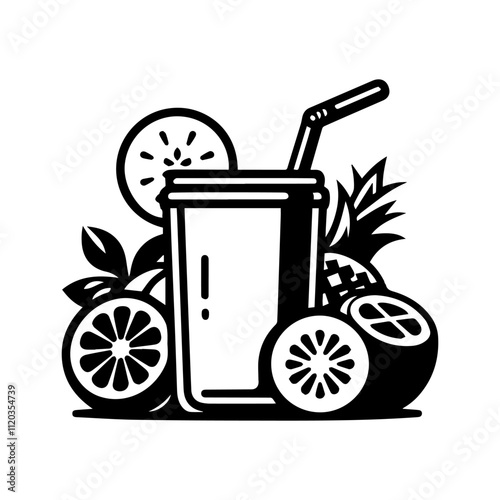 Simple Vector Icon of a Fresh fruit smoothies – Logo Design Illustration