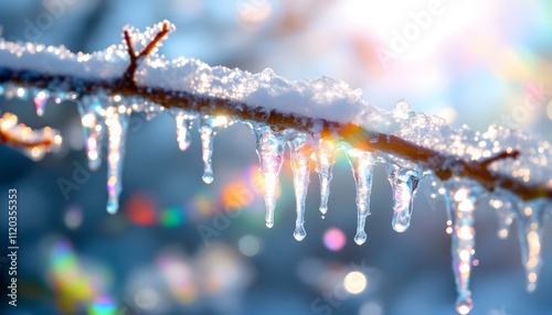 Wallpaper Mural Winter Wonderland Icicles Hanging on Branch with Snow and Ice Torontodigital.ca