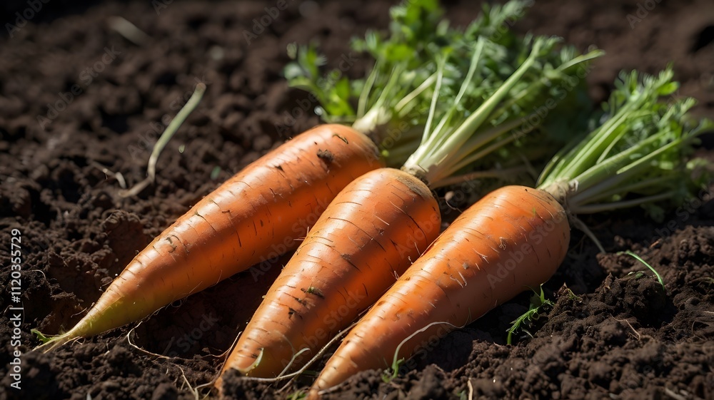 Fresh Organic Carrots Harvested from the Garden Soil Fresh Organic Carrots Harvested from the Garden Soil