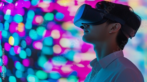 digital virtual reality headset technology for gaming and visual interaction with evolution and connectivity.






