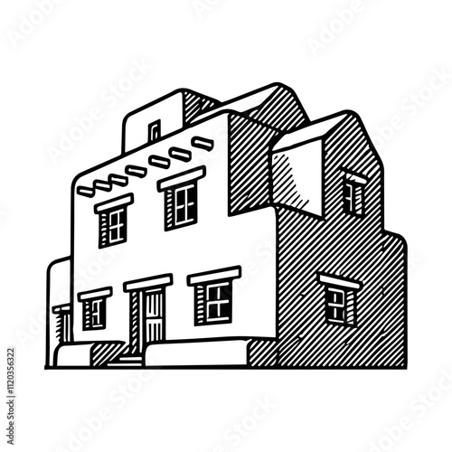 Simple Vector Icon of a Adobe houses – Logo Design Illustration