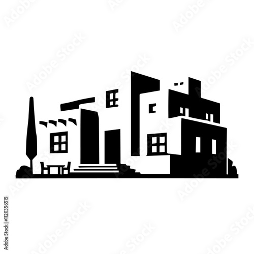 Simple Vector Icon of a Adobe houses – Logo Design Illustration