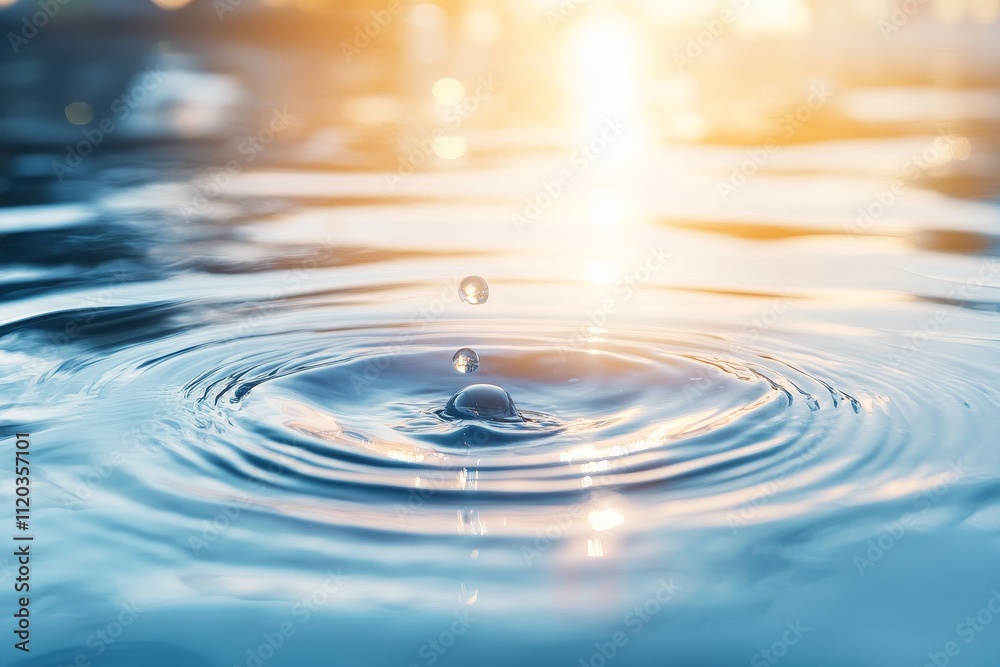 Water Drop Impact: Serenity and Tranquility - Water droplet, ripples, sunlight, peace, calm. Evokes feelings of serenity and purity. Water Drop Impact: Serenity and Tranquility - Water droplet, ripples, sunlight, peace, calm. Evokes feelings of serenity and purity.