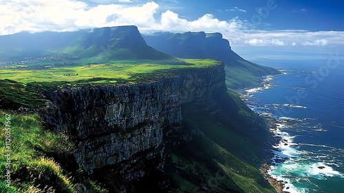 A beautiful view of a cliff overlooking the ocean