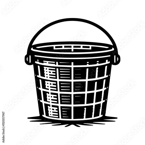 Simple Vector Icon of a Buckets with Grids – Logo Design Illustration