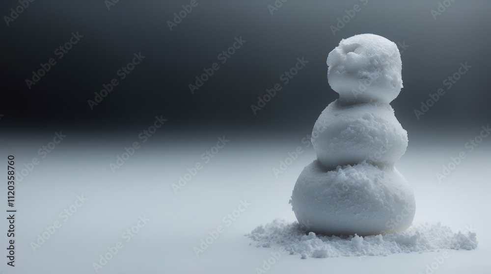 Obraz premium A pure white snowman in a simple composition against a cold winter landscape