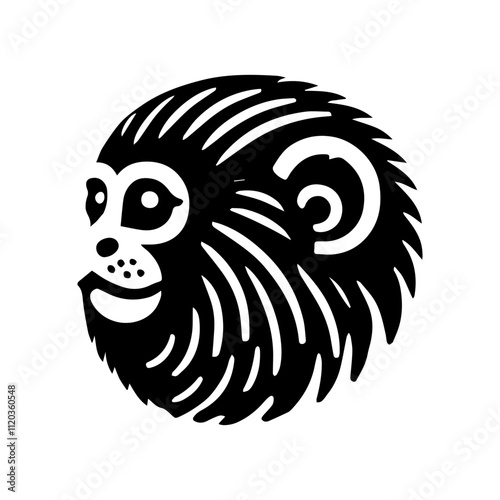 Simple Vector Icon of a Pygmy Marmoset head – Logo Design Illustration