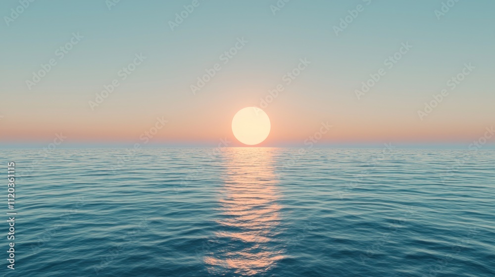 Serene Sunset over Calm Ocean: A Peaceful Vista Serene Sunset over Calm Ocean: A Peaceful Vista