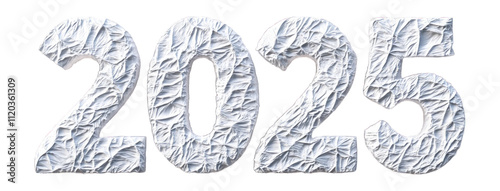 3D text 2025 with scratched paper texture