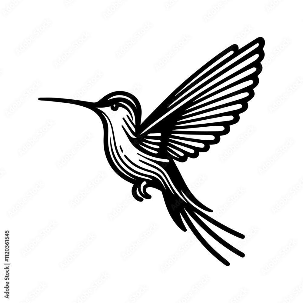 Simple Vector Icon of a SCISSOR-TAILED HUMMINGBIRD – Logo Design Illustration Simple Vector Icon of a SCISSOR-TAILED HUMMINGBIRD – Logo Design Illustration