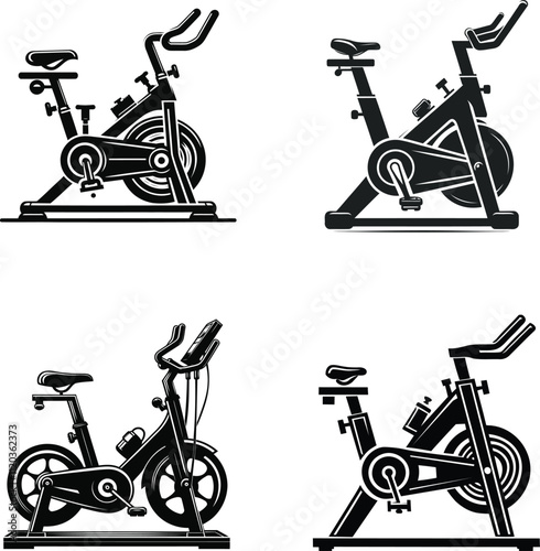 Exercise Bike Vector. Stationary bike fitness exercise icon, Vector illustration of a Exercise bike workout.