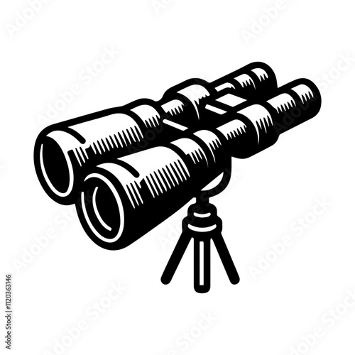 Simple Vector Icon of a Spotting Scope – Logo Design Illustration