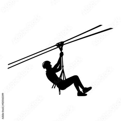 Simple Vector Icon of a ziplining – Logo Design Illustration