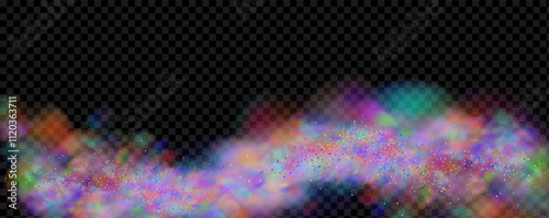 An explosion of colorful smoke clouds.Multicolor fog with blue and yellow particles.Explosions of color powder.