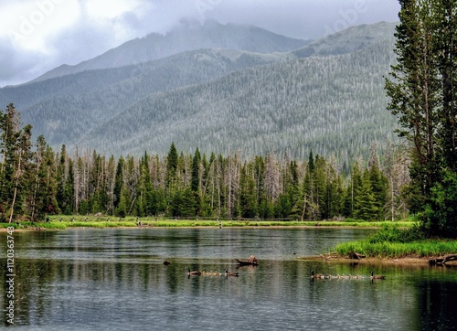 Rainy Day Rocky Mountain Lake 