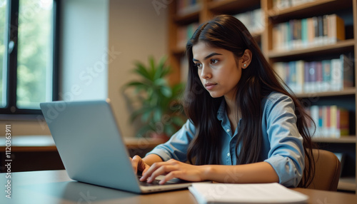 Focused Student in Library