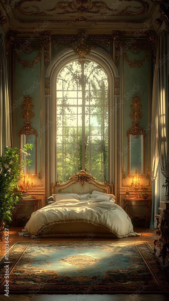 Stunning european bedroom displaying timeless classic design with wide picture Stunning european bedroom displaying timeless classic design with wide picture
