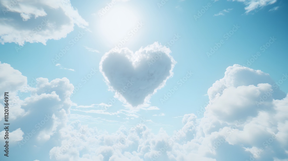 A Heart Shaped Cloud Forms Among Fluffy White Clouds A Heart Shaped Cloud Forms Among Fluffy White Clouds
