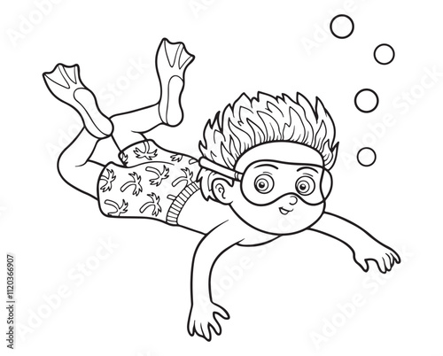 swimming Coloring Page for kids 009 ,Coloring book