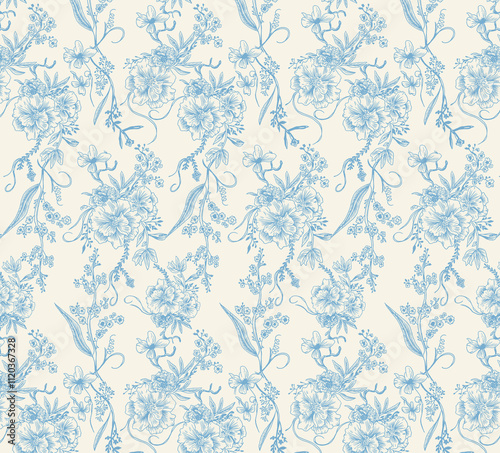 Wallpaper Mural Vintage seamless floral pattern Illustration for Digital Textile Printing Torontodigital.ca