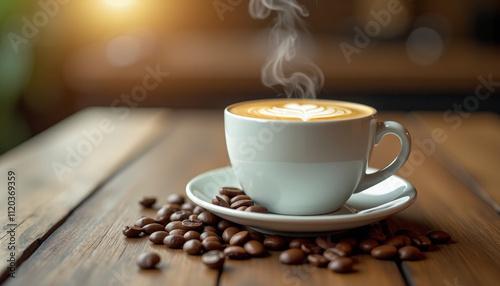 Aromatic Latte Art in a Cozy Cafe